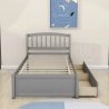 Wooden Single Bed Frame with Underbed Drawers Grey
