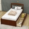 Solid Wood Twin Size Bed Frame with Integrated Storage Drawers
