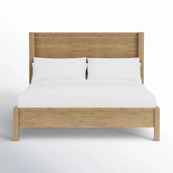 Solid Wood Bed Frame Modern Minimalist Design Queen Size