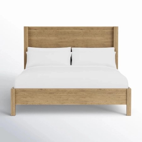 Solid Wood Bed Frame Modern Minimalist Design Queen Size