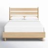 Solid Wood Platform Bed Frame with Slatted Headboard, Modern Minimalist Style