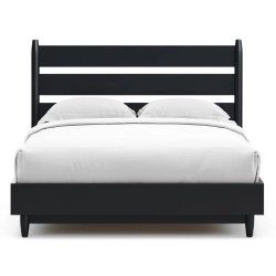 Modern Black Wood Queen Bed Frame with Headboard