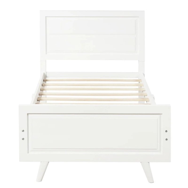 White Wood Minimalist Bed Frame with Slats White Wood Minimalist Bed Frame with Slats