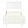 White Wood Minimalist Bed Frame with Slats