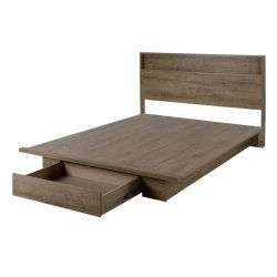 Modern Minimalist Wooden Bed Frame with Storage Drawer
