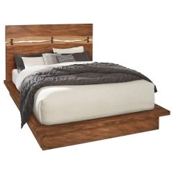 Modern Minimalist Solid Wood Platform Bed with Natural Live Edge Headboard