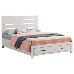 Modern Wood Storage Bed Frame with Slatted Headboard