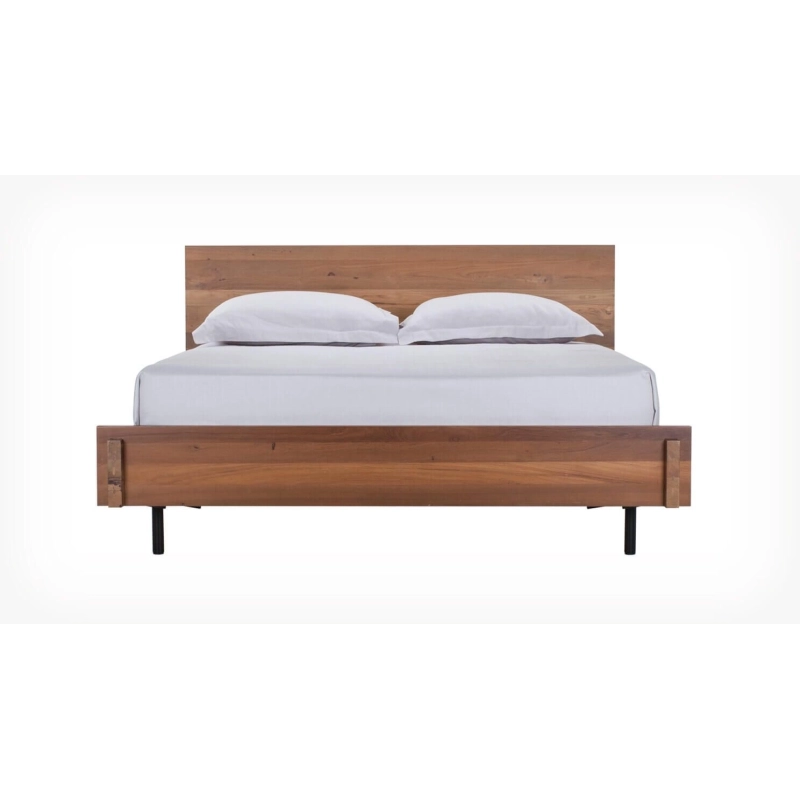 Solid Wood Platform Bed with Headboard and Metal Legs Solid Wood Platform Bed with Headboard and Metal Legs