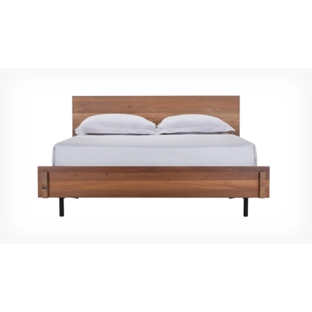 Solid Wood Platform Bed with Headboard and Metal Legs