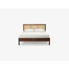 Solid Wood Bed Frame with Rattan Headboard Modern Design