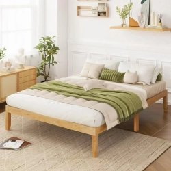 Solid Wood Platform Bed Frame Modern Minimalist Design Bedroom Furniture