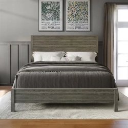Modern Minimalist Wooden Bed Frame - Durable Grey Finish