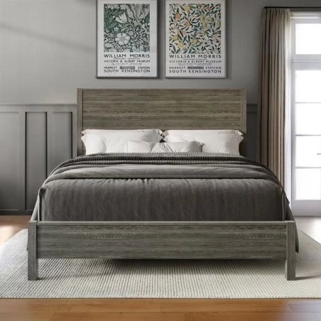 Modern Minimalist Wooden Bed Frame - Durable Grey Finish