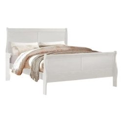 Classic White Wooden Sleigh Bed Frame