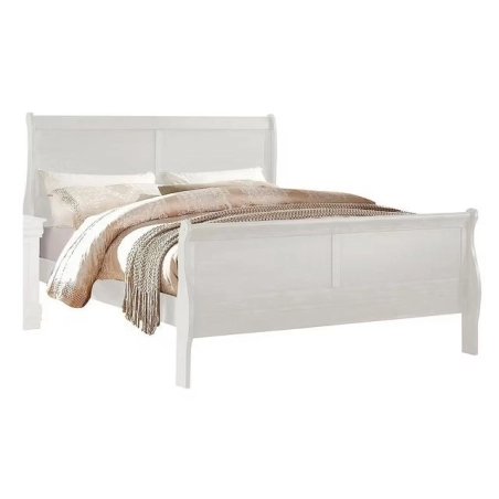 Classic White Wooden Sleigh Bed Frame