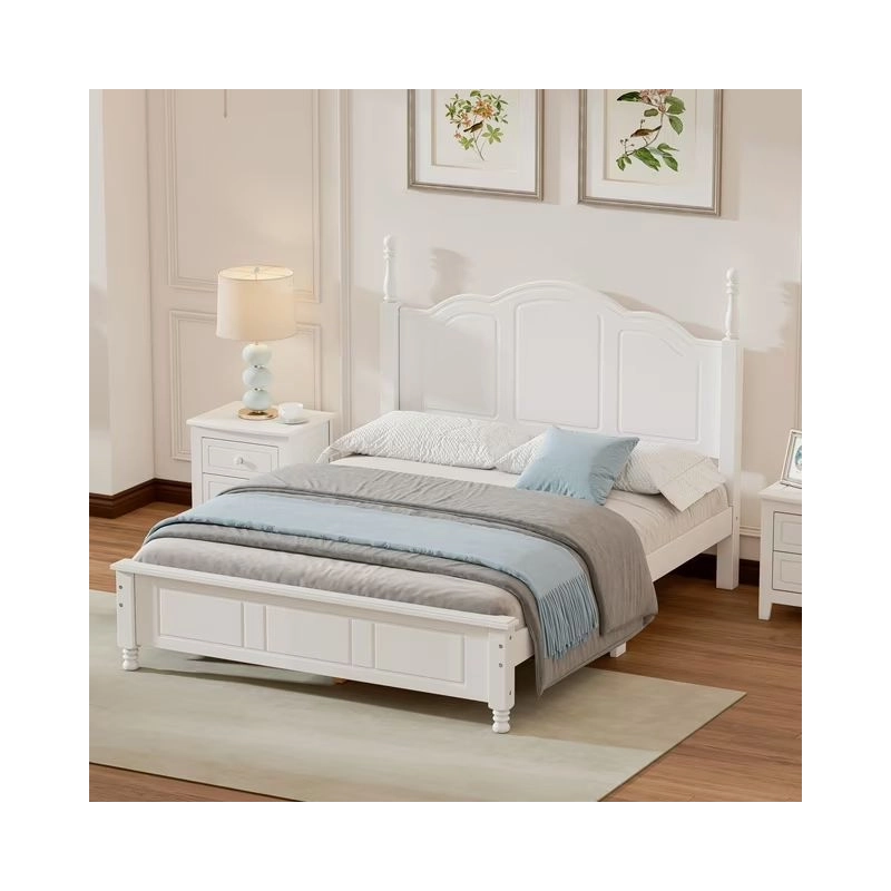 White Wooden Bed Frame Classic Style White Wooden Bed Frame Classic Style