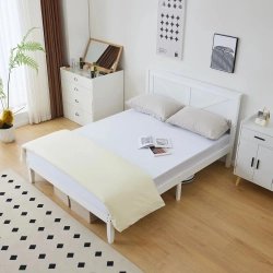Minimalist White Wooden Bed Frame Modern Bedroom Furniture