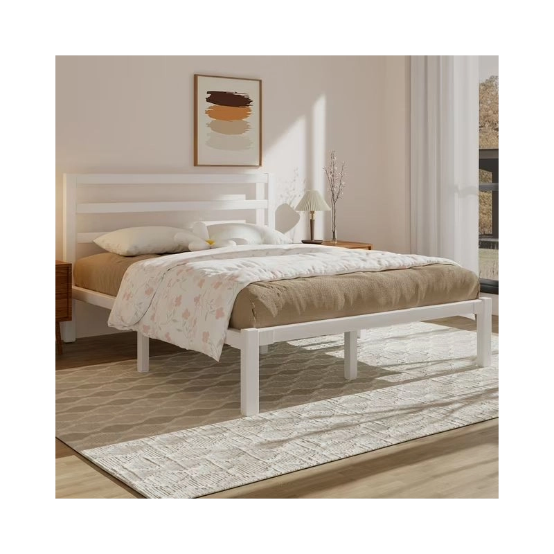 Minimalist White Wood Queen Bed Frame with Headboard Minimalist White Wood Queen Bed Frame with Headboard