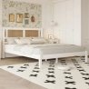 White Wood Bed Frame with Rattan Headboard | Modern Bedroom Furniture