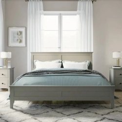 Classic Solid Wood Bed Frame with Panelled Headboard