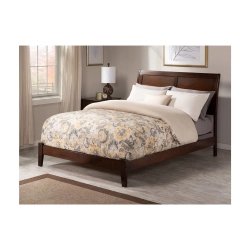 Contemporary Dark Brown Wooden Platform Bed Frame with Headboard
