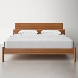 Modern Minimalist Wooden Bed Frame with Headboard