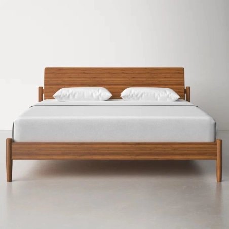 Modern Minimalist Wooden Bed Frame with Headboard