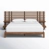 Solid Wood Bed Frame with Integrated Slatted Headboard and Nightstands