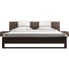 Modern Minimalist Platform Wood Bed with Integrated Nightstands and White Headboard