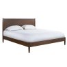 Modern Solid Wood Bed Frame with Headboard - Brown Finish