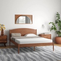 Solid Wood Bed Frame with Arched Headboard