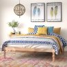 Bohemian Style Solid Wood Bed Frame with Turned Legs Natural Finish