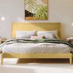 Minimalist Modern Solid Wood Bed Frame Queen Size