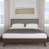 Mid-Century Modern Platform Bed Frame with Fabric Tufted Headboard