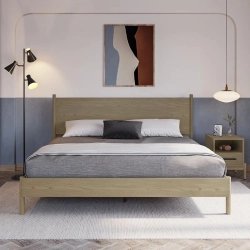 Minimalist Solid Wood Bed Frame with Headboard
