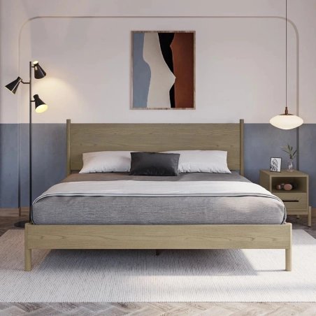 Minimalist Solid Wood Bed Frame with Headboard
