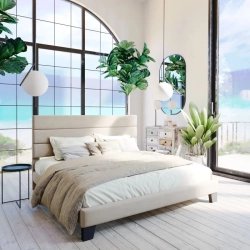 Modern Upholstered Platform Bed Frame with Headboard