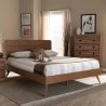 Mid-Century Modern Wood Platform Bed Frame with Headboard