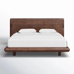 Modern Solid Wood Platform Bed Frame with Headboard