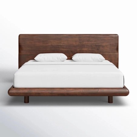 Modern Solid Wood Platform Bed Frame with Headboard