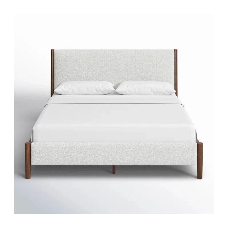 Modern Upholstered Platform Bed Frame with Solid Wood Legs Modern Upholstered Platform Bed Frame with Solid Wood Legs