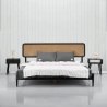 Modern Minimalist Bed Frame with Rattan Headboard