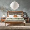 Solid Wood Mid-Century Modern Platform Bed Frame with Slat Headboard