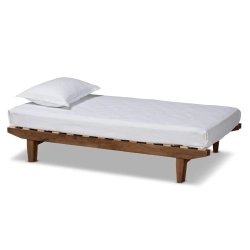 Minimalist Solid Wood Daybed with White Mattress and Pillow