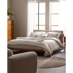 Modern Minimalist Fabric Sofa with Solid Wood Frame