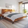 Geometric Wood Headboard Bed Frame Modern Solid Timber Bedroom Furniture