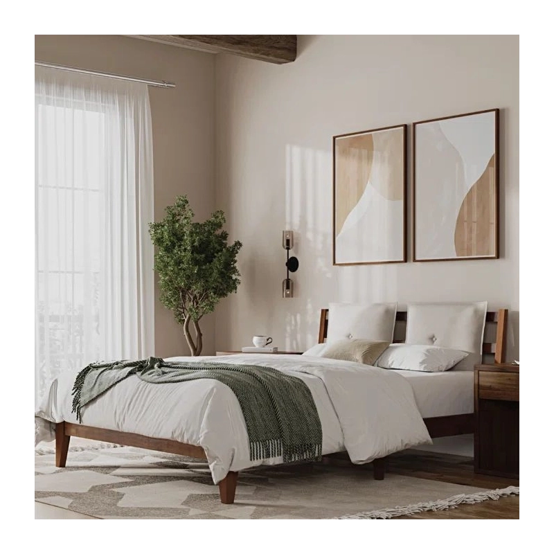 Modern Minimalist Solid Wood Bed Frame with Headboard Queen Size Modern Minimalist Solid Wood Bed Frame with Headboard Queen Size
