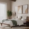 Modern Minimalist Solid Wood Bed Frame with Headboard Queen Size