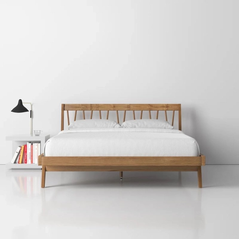 Minimalist Wooden Bed Frame with Spindle Headboard Minimalist Wooden Bed Frame with Spindle Headboard