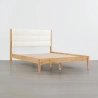 Modern Wooden Bed Frame with Upholstered Headboard for Bedroom